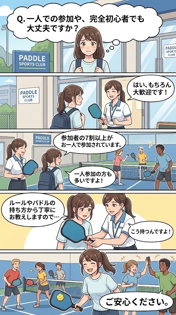 Q. 一人での参加や、完全初心者でも大丈夫ですか？ マンガ解説
